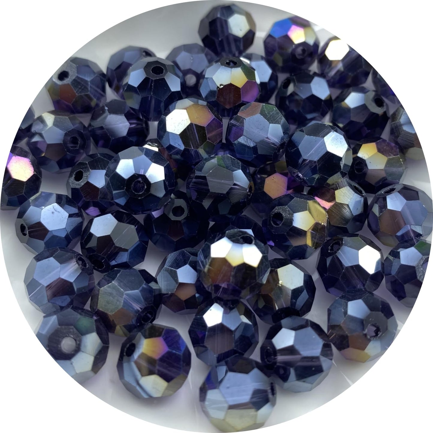 Xinhongo Crystal Glass Beads 100 Pieces 8mm Round Faceted Glass Spacer Beads for Jewelry Making Bracelet Earring Necklace DIY Craft Supplies(Violet AB)