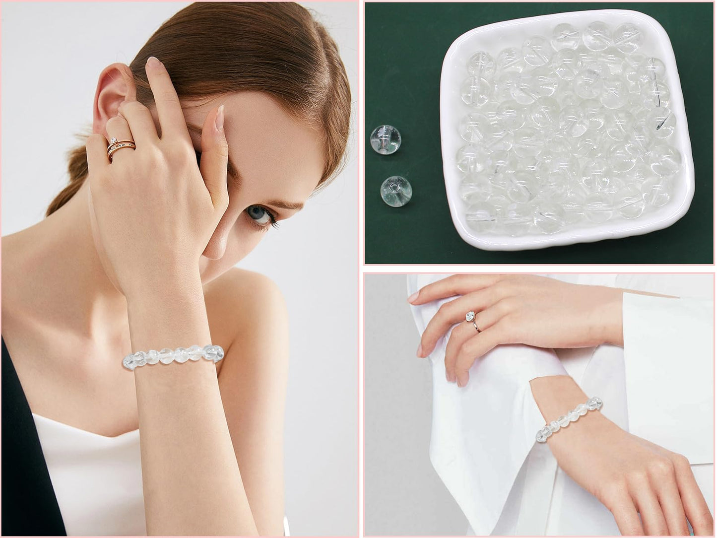 Pamir Tong 500PCS 10mm Clear Glass Beads for Jewelry Making,Round Smooth Beads, Bracelet Space Loose Beads for Jewelry Making Earring, Necklaces, DIY Crafts & Gifts #365