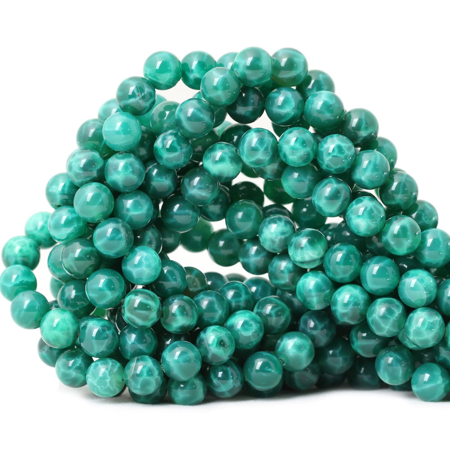 CHEAVIAN 45PCS 8mm Natural Peacock Vein Agate Gemstone Round Loose Beads for Jewelry Making Jewelry Design1 Strand 15"