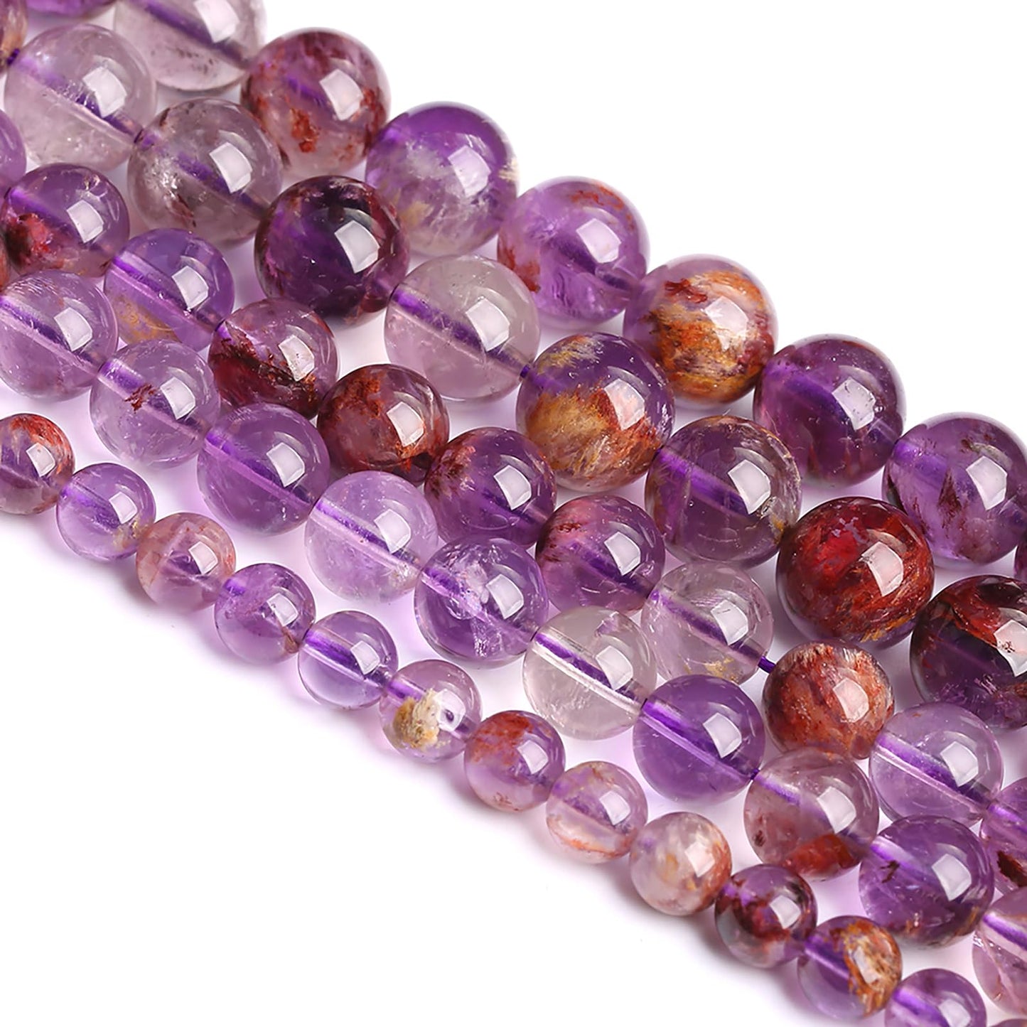 8MM 45PCS Natural Gemstone Purple Ghost Crystal Stone Beads for Jewelry Making DIY Bracelet