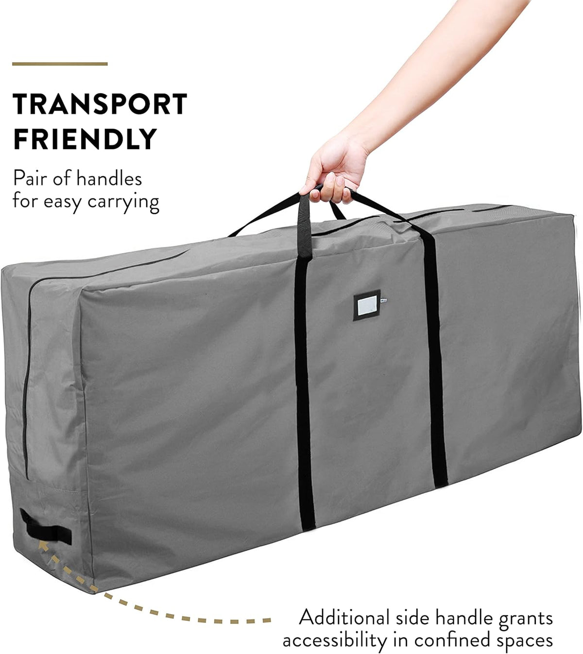 ZOBER Christmas Tree Storage Bag | 600D Oxford Fabric - Fits 9 Ft Trees | Waterproof & Tear-Proof - Gray