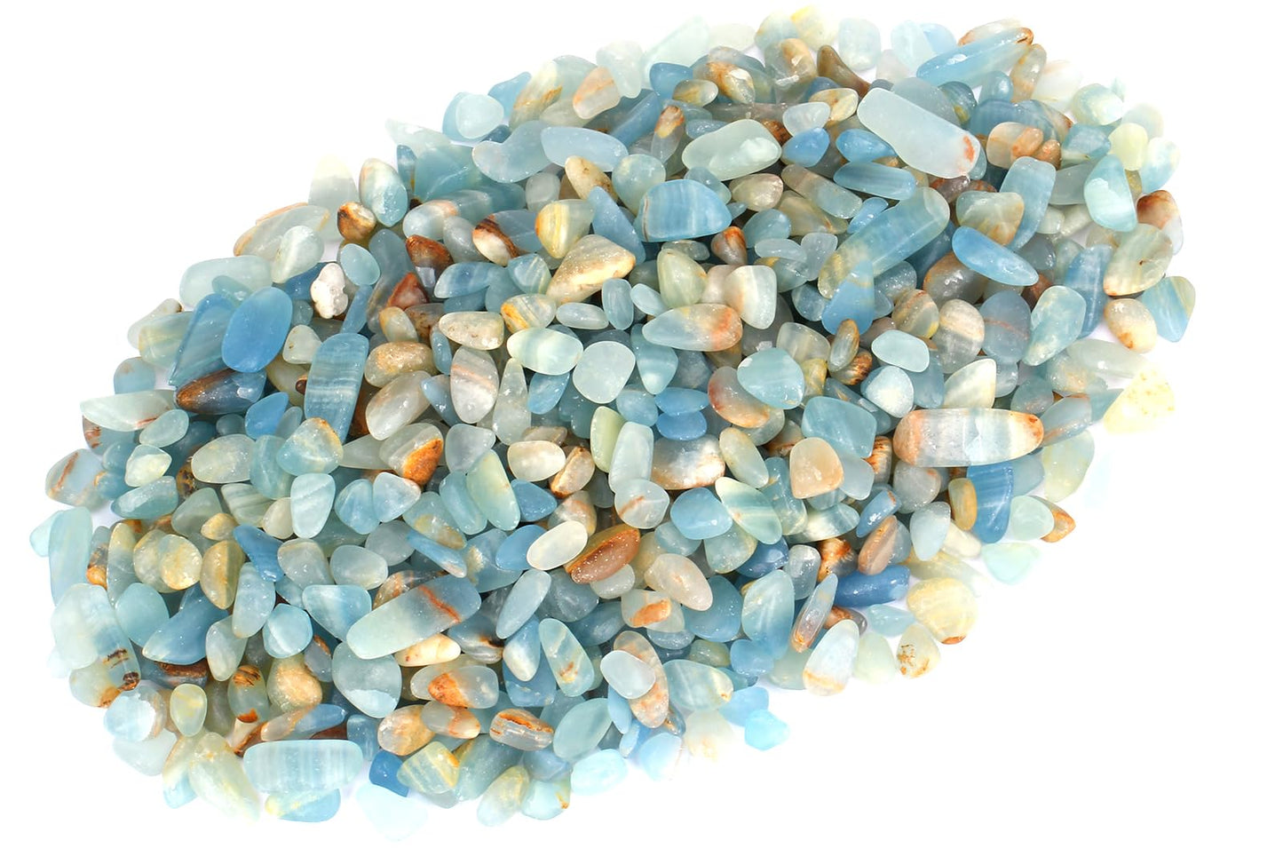 ZenQ 1 lb Lemurian Aquatine Calcite Tumbled Stone Chips Crushed Natural Crystal Quartz Pieces