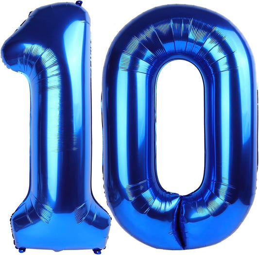 Skiennix 40-Inch Dark Blue Foil Number Balloon - 10th Birthday & Anniversary Decorations
