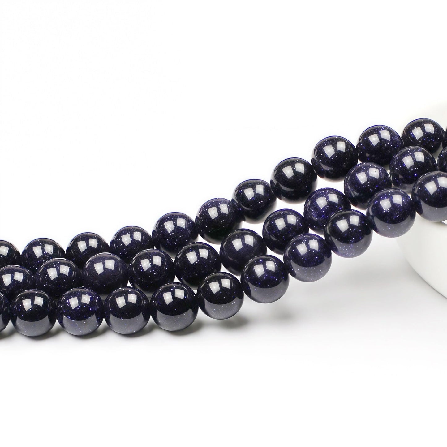 MJDCB Natural Stone Beads Blue Sand Stone Round Loose Beads for Jewelry Making DIY Bracelet Necklace (12mm)