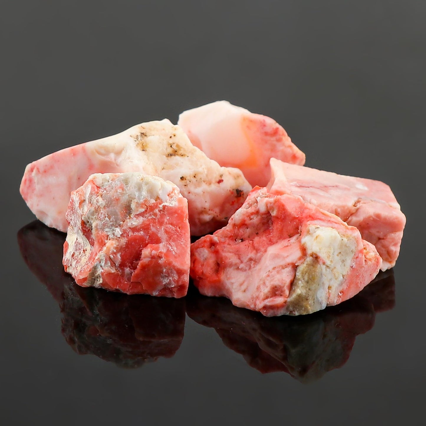 CRYSTALINES 5pcs Wholesale Natural Raw Pink Opal Gemstone, Untreated Rough Stone, Bulk Loose Supplies, DIY-Crafts, Jewelry Making, Chakra Healing Crystals, October Birthstone, Gem Collection
