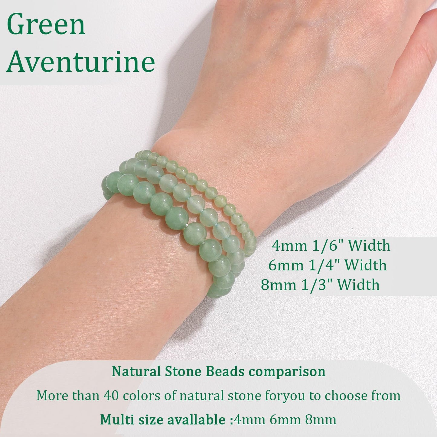 Vinswet Healing Crystal Bracelets for Women Men 4mm Green Aventurine Natural Stone Beaded Stretch Bracelet Handmade Gemstone Reiki Spiritual Jewelry Gifts