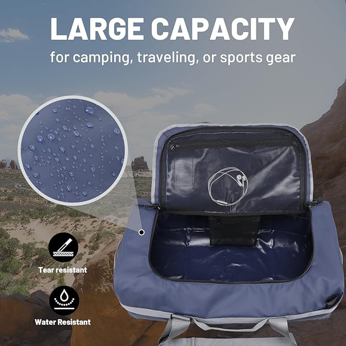 MIER Water Resistant Backpack Duffle Heavy Duty Convertible Duffle Bag with Backpack Straps for Gym, Sports, Travel