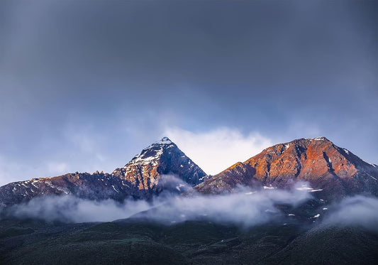 SHDASMIL 10X8ft Sunset Fabric Misty Mountain Peak Backdrop Alpine Landscape Background Nature Photography Party