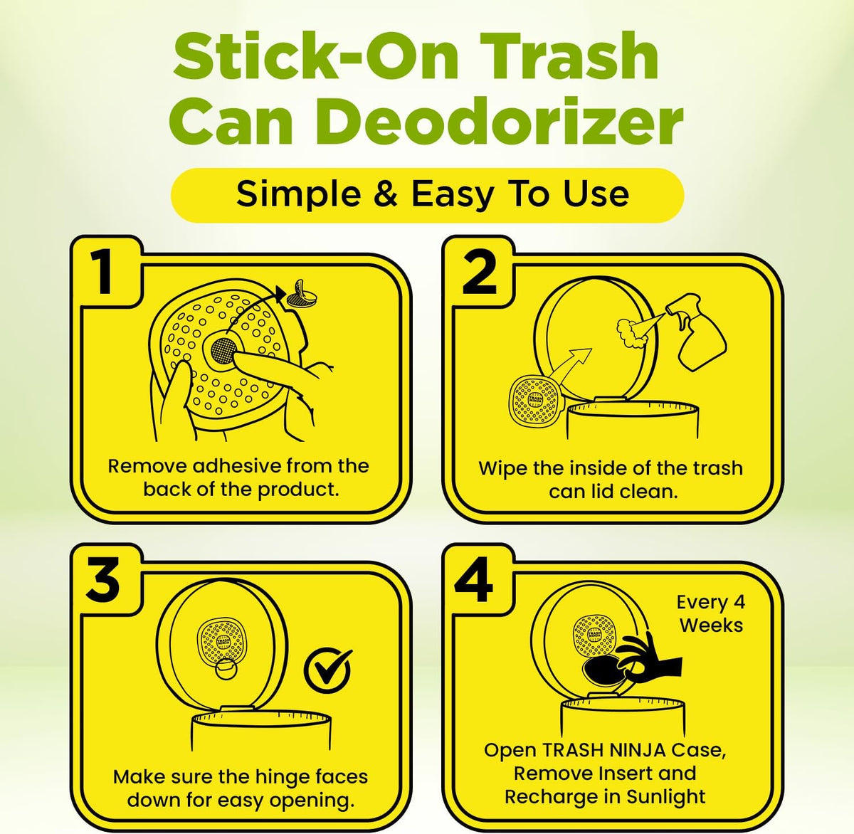 Trash Ninja Odor Eliminator - Long-Lasting Citrus Scent Deodorizer with Activated Charcoal | Perfect for Garbage Cans, Fridges, and Bathrooms