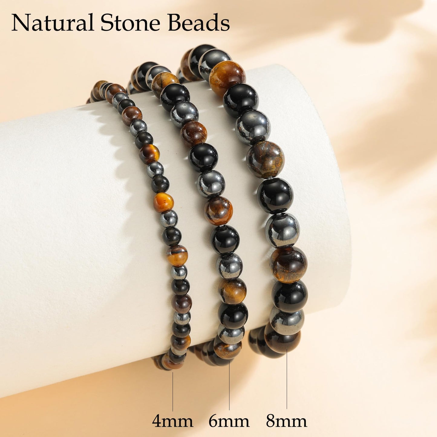 Udolfly Womens Crystal Beaded Bracelets for Women Men Protective Energy Bracelet Natural Gemstone Bead Bracelet 4mm Triple Protect