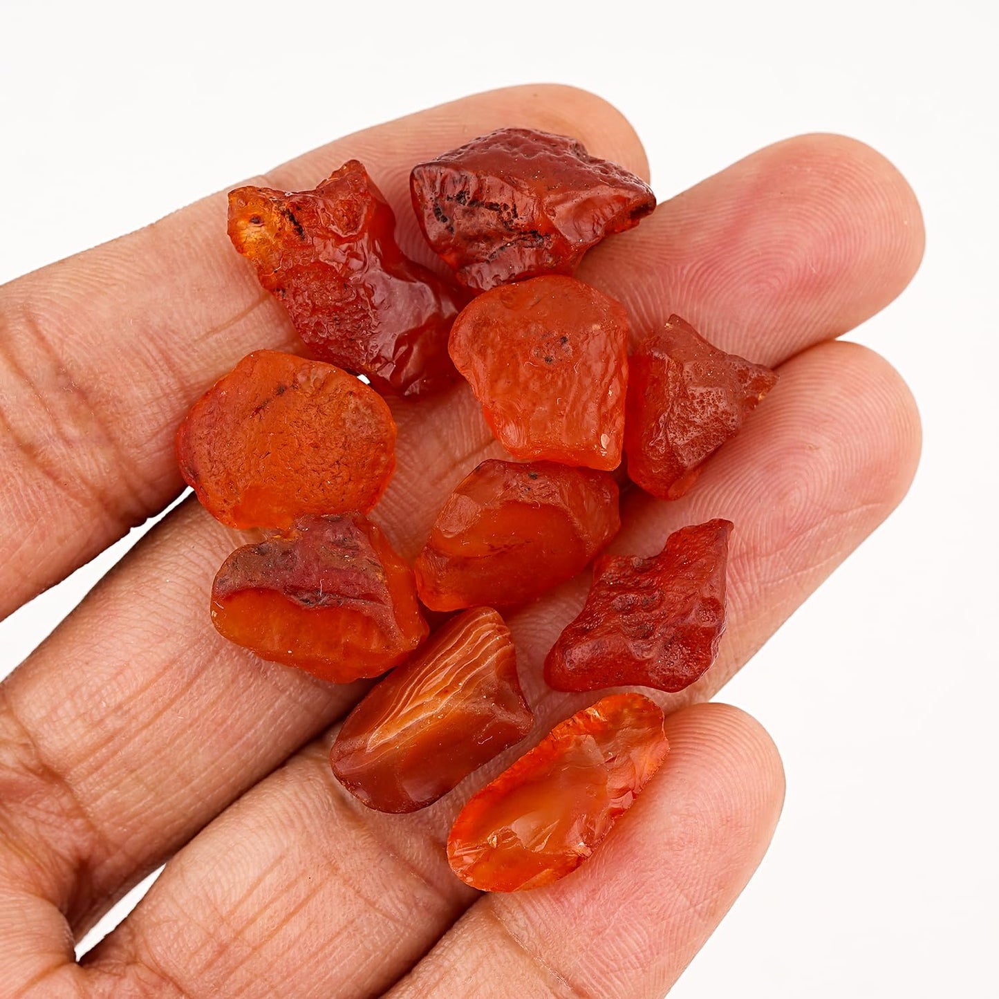 GEMKORA 10pcs Raw Carnelian Rough Gemstone, Natural Crystals, Healing Stones, Wholesale Lot, Jewelry Making Supply, 10-15mm size (50 carats.)