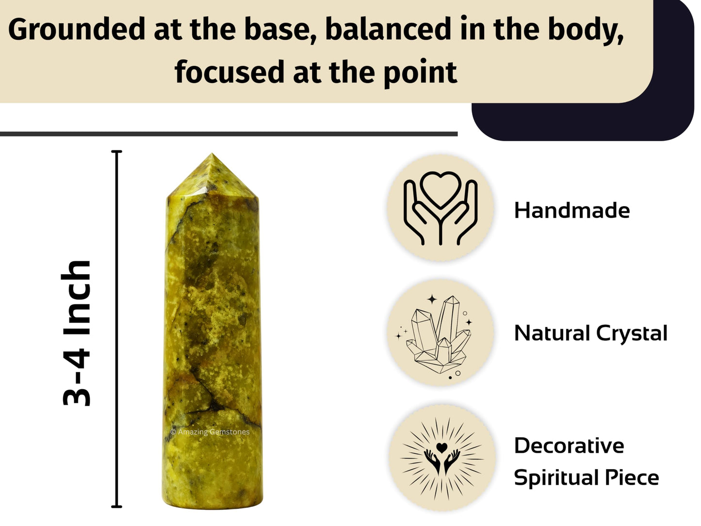 Amazing Gemstone Green Opal Crystal Towers - Natural Healing Crystal Point Obelisk for Reiki Healing and Crystal Grid (3 Inch)