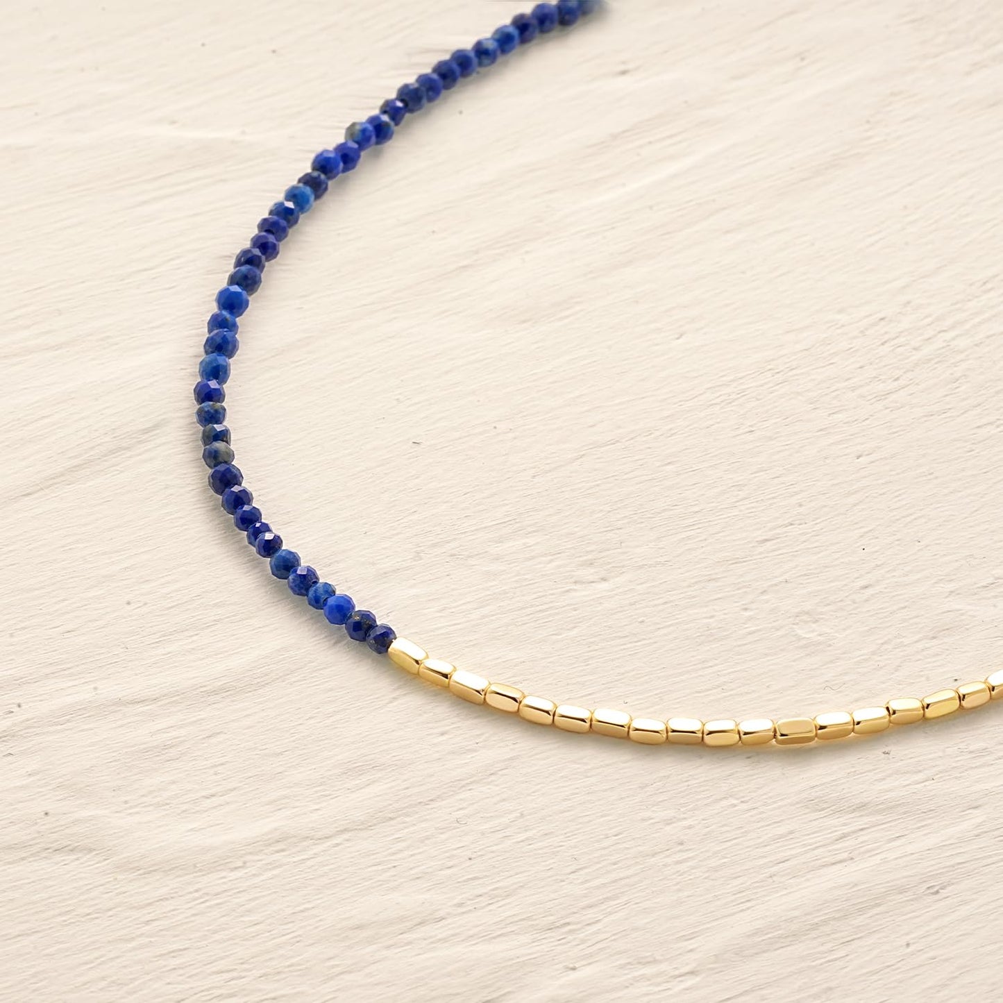 MYEARS Women Beaded Bracelet Gold Gemstone Lapis Lazuli 14K Simple Dainty Handmade Chain Everyday Boho Beach Jewelry