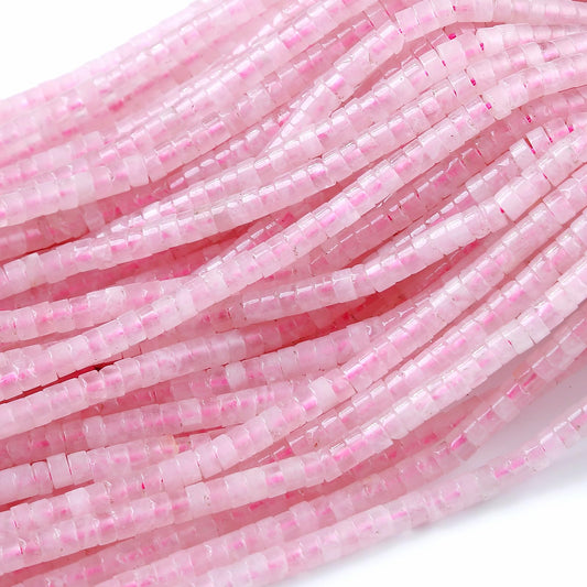 2x4MM 150PCS Rose Quartz Crystal Tube Cylinder Rondelle Abacus Disk Spacer Loose Beads for Jewelry Making