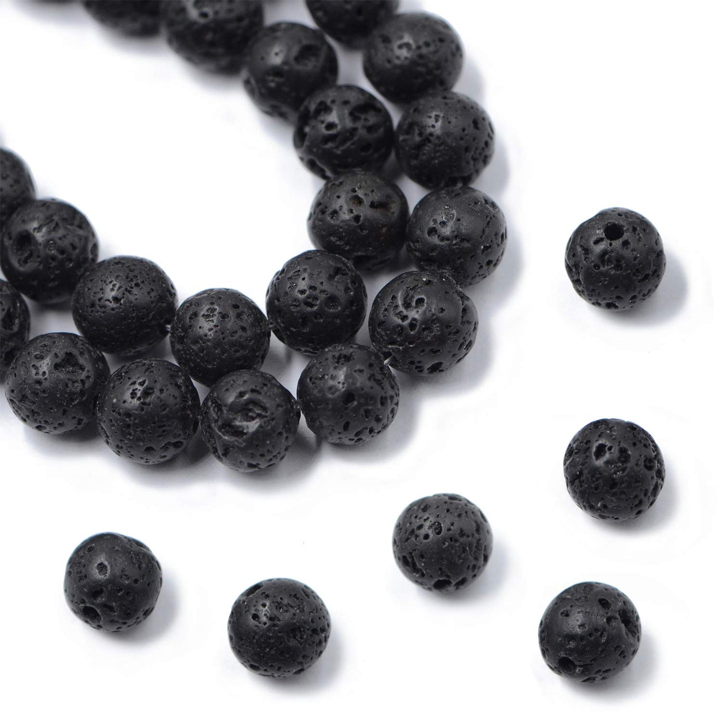 AD Beads Natural Gemstone Round Loose Beads 15" for Bracelet Necklace Earrings Jwelery Making Crafts DIY (4mm, Black Lava Stone)
