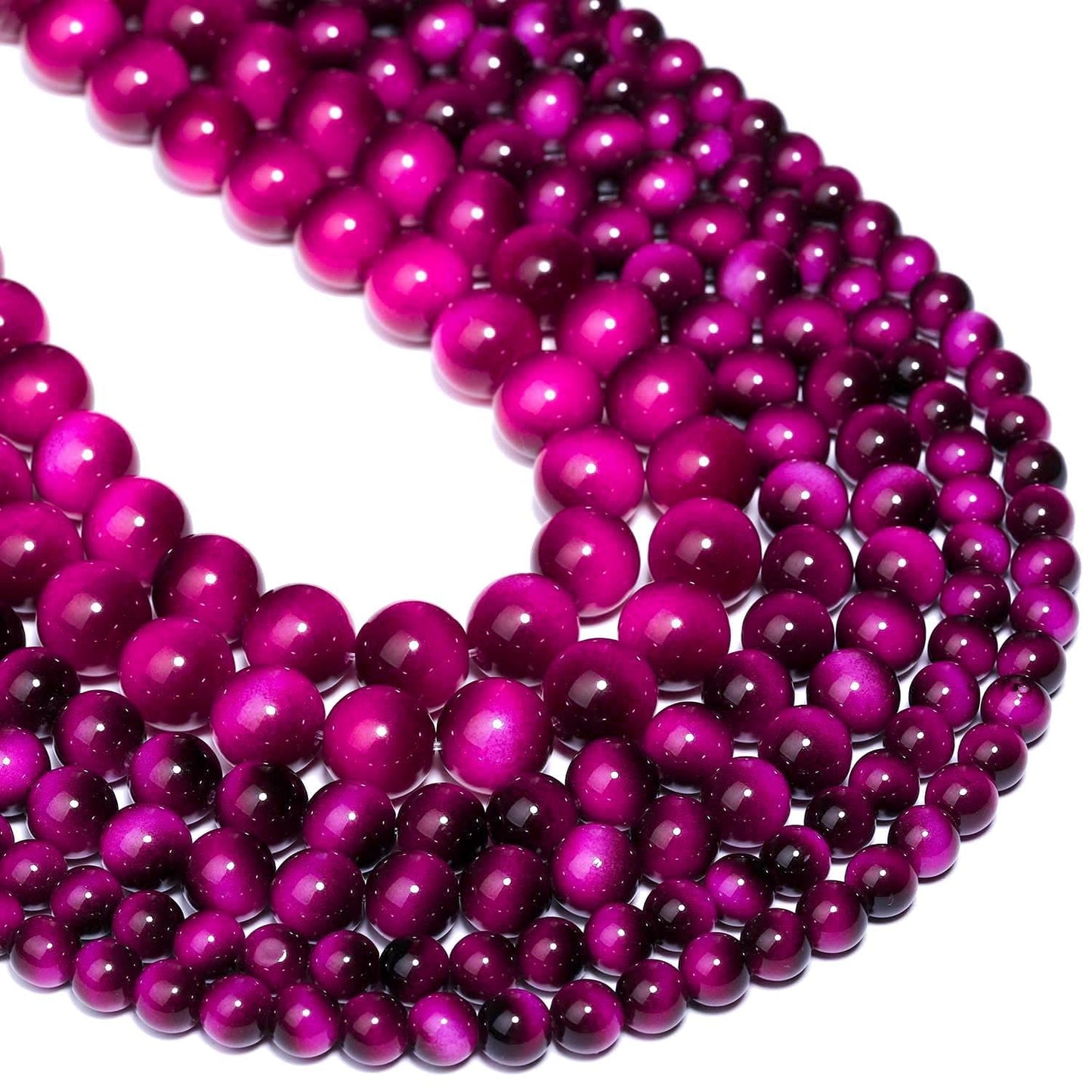 Song Xi 60PCS 6mm Rose Pink Tiger Eye Gemstone Beads for Jewelry Making, Round Smooth Glass Beads for DIY Bracelet Necklace Earring Keychain, Arts and Crafts, for Christmas Wedding Birthday