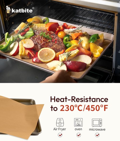 Katbite Parchment Paper - 300 Sheets, 12x16 In, Heavy Duty, Unbleached Non-Stick for Baking & Cooking
