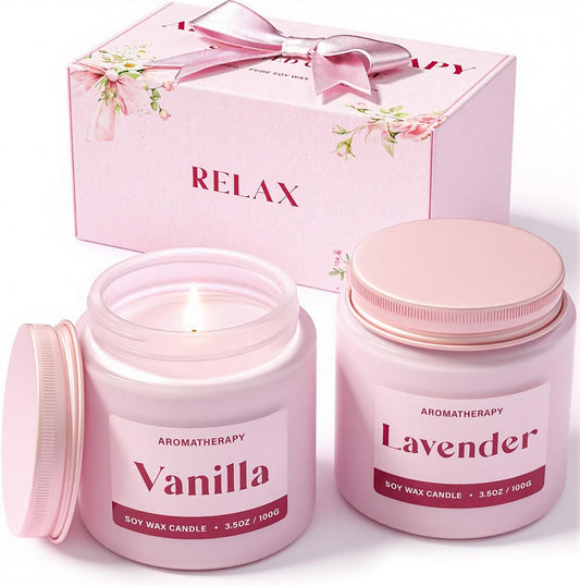 Regine Switzerland Scented Candles - Relaxing Lavender & Vanilla Aromatherapy Gift Set | 2 Pack