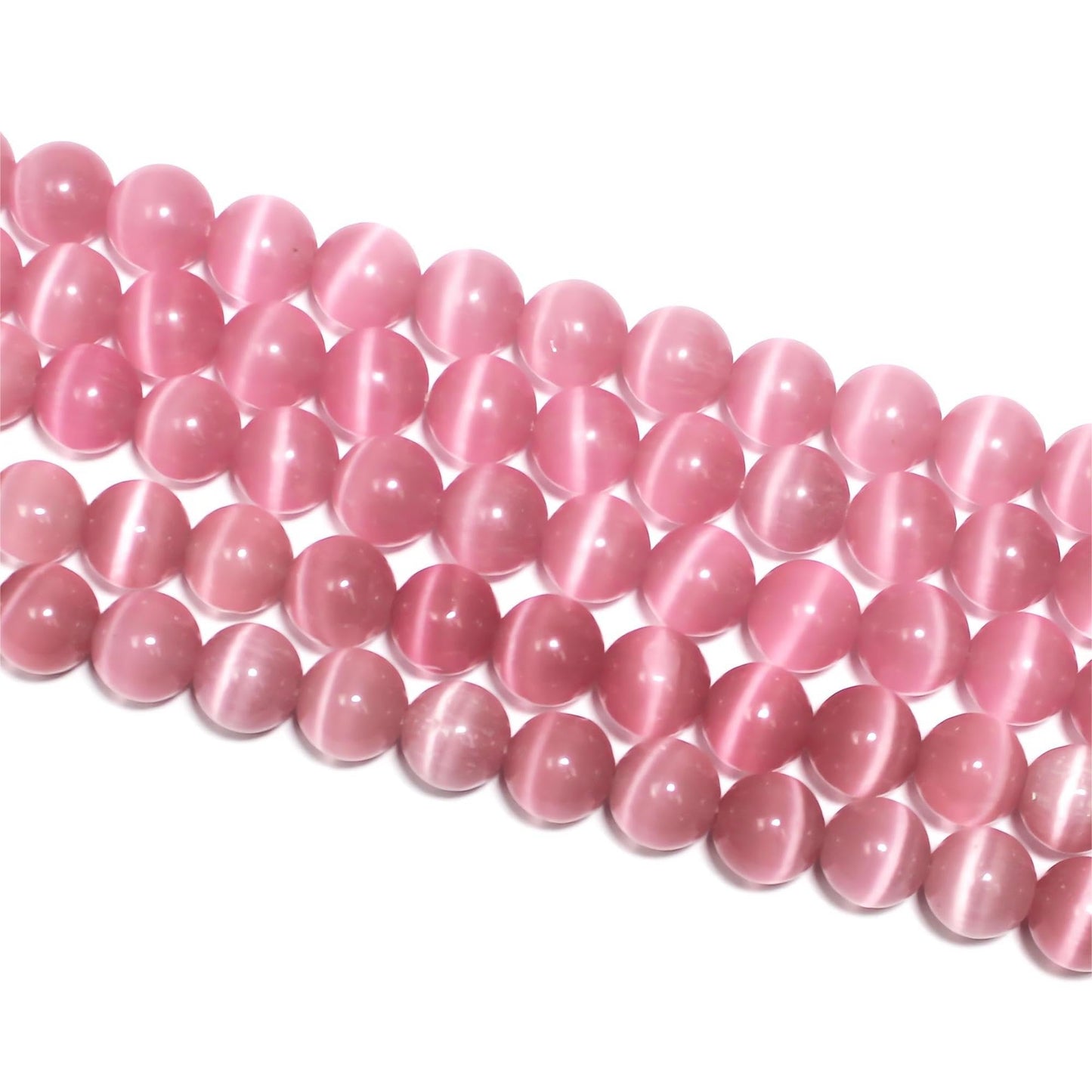 MJDCB 180pcs Pink Cat Eye Stone Beads 6mm Round Crystal Loose Bead for Jewelry Making DIY Bracelets Necklace Accessories