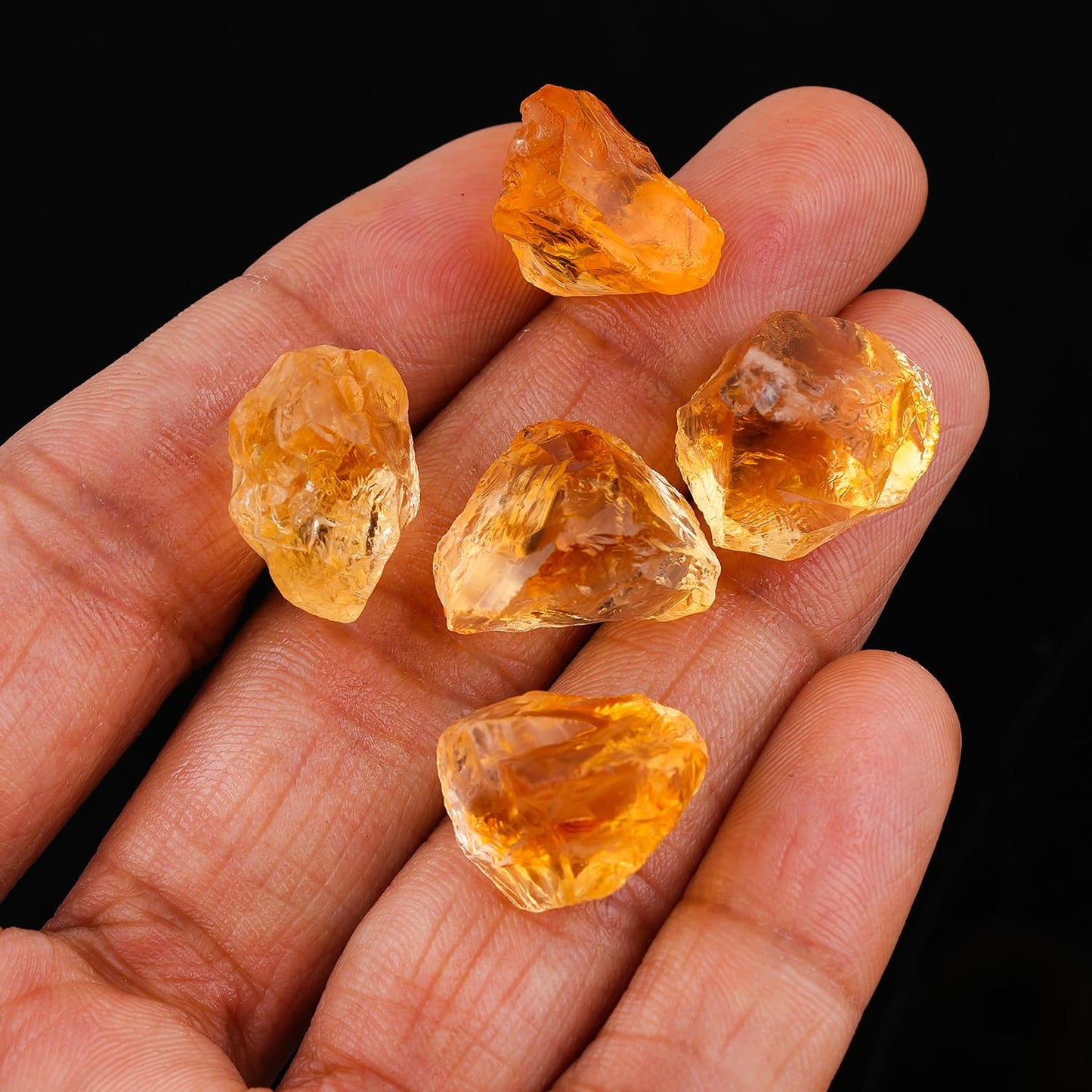ColouredRocks (5 pcs.) A++ CITRINE Crystals, Raw Stones, Rough Gemstones, Jewelry Making Supply, Cabbing, Polishing, Cutting, DIY, Crafts (60+ carats.) (14-16 mm.)