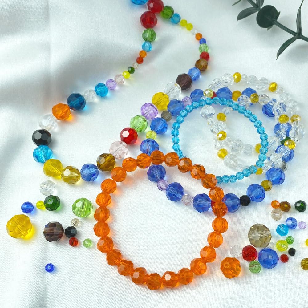 LIMAOLLY 40pcs 12mm Faceted Crystal Glass Beads Round Spacer Beads for Jewelry Making DIY Craft Making Necklace Bracelet Earring Wind Chimes Suncatchers Ornament(516-Silver Champagne)