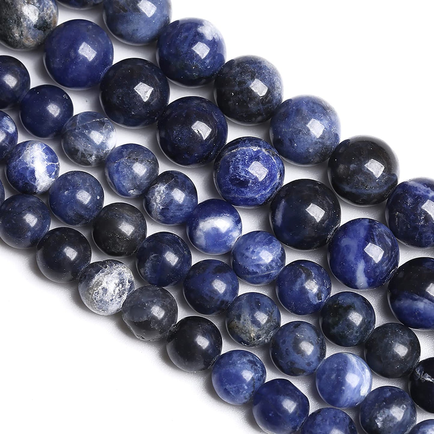 8MM 45PCS Natural Stone Deep Blue Sodalite Loose Beads for Jewelry Making DIY Bracelet Necklace