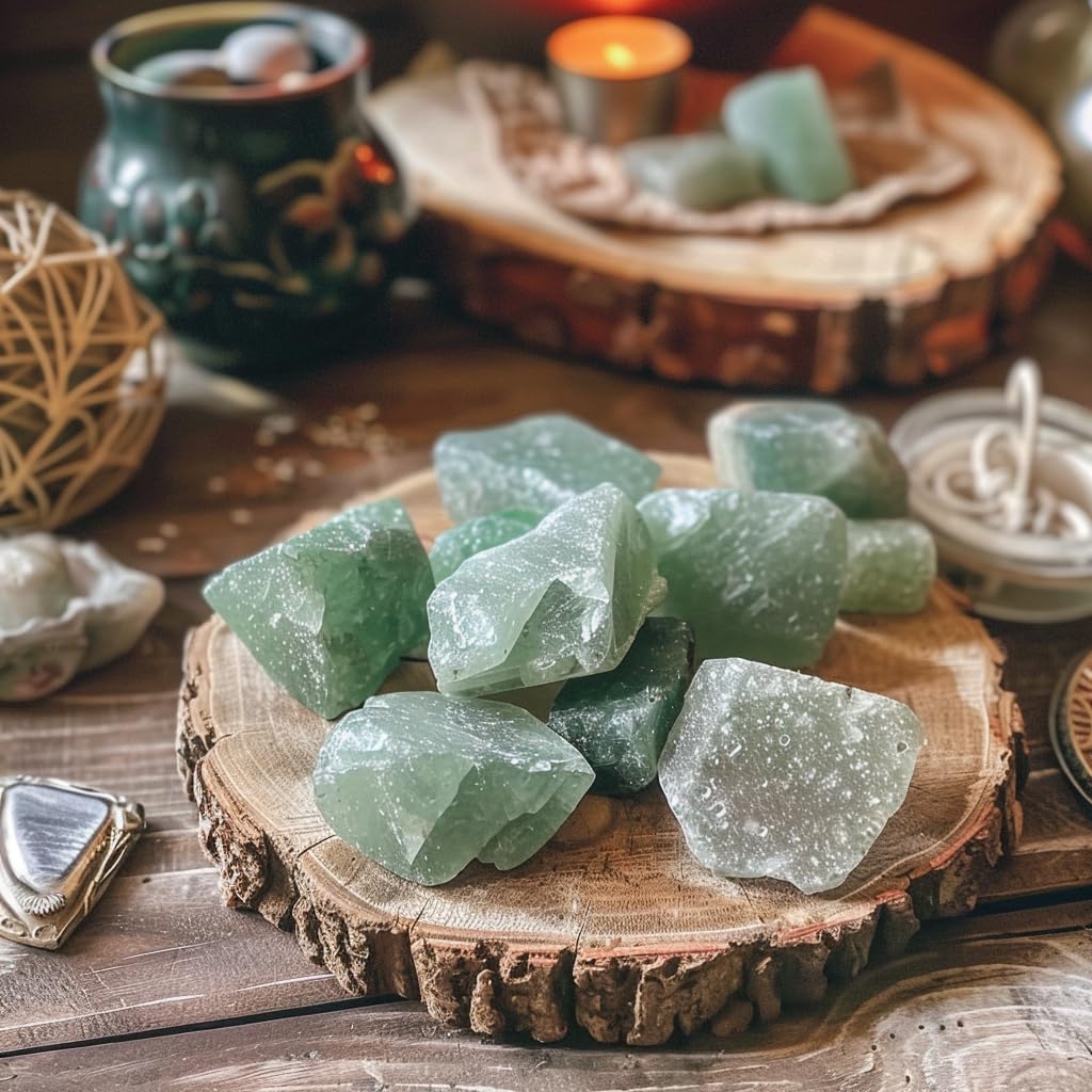 Luckeeper 1 lb Green Aventurine Bulk Raw Crystals and Healing Stones for Tumbling, Wire Wrapping, Wicca Reiki,Meditation