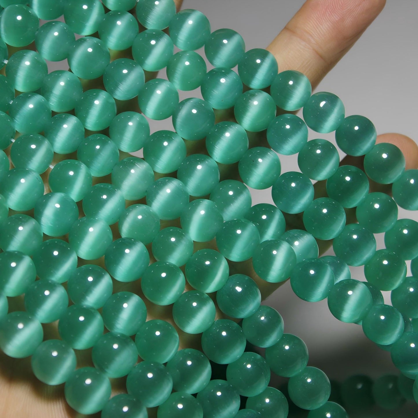 MJDCB 60pcs Blue Green Cat Eye Stone Beads 6mm Round Crystal Loose Bead for Jewelry Making DIY Bracelets Necklace Accessories