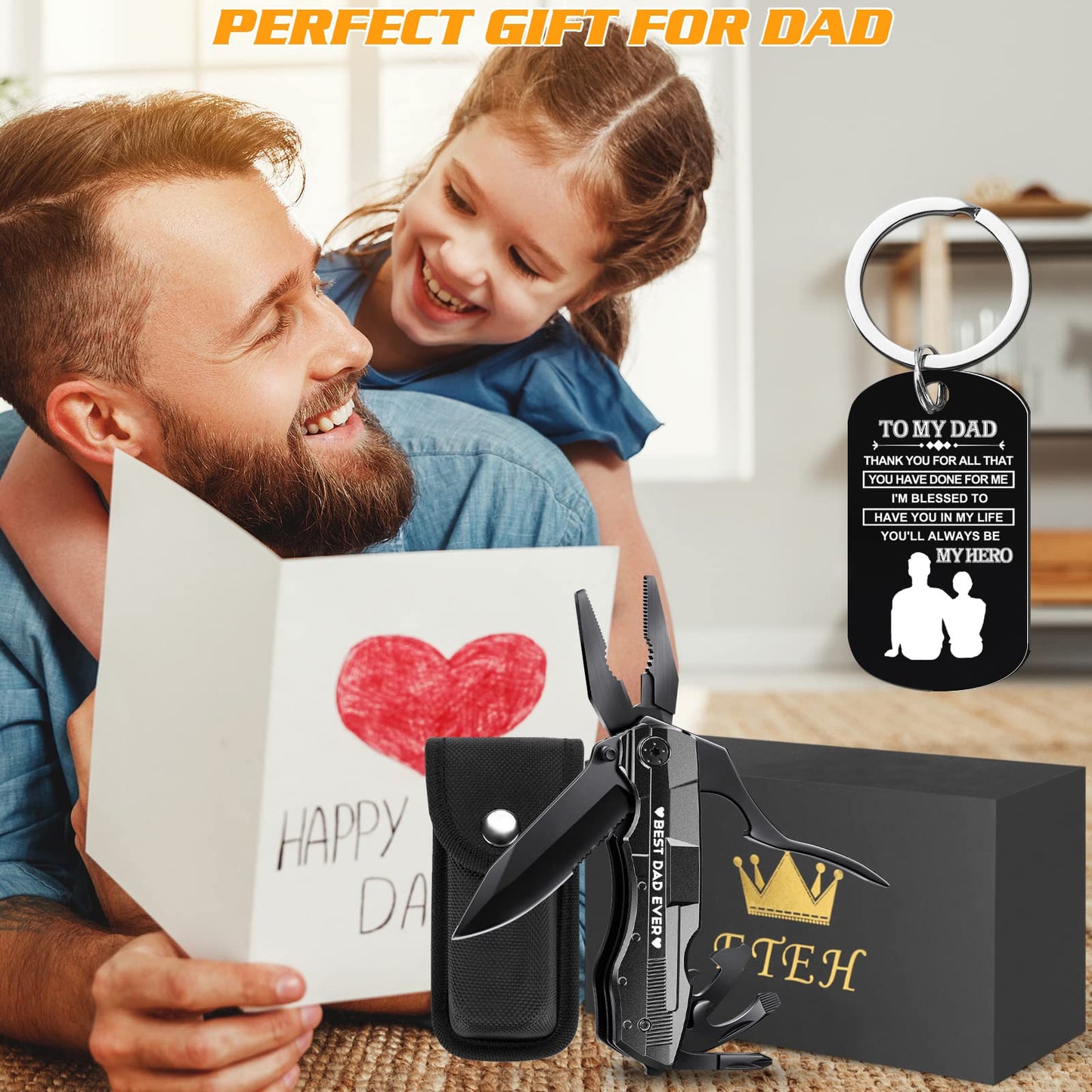 Gifts for Dad from Daughter Son,Multitool Pocket Knife "BEST DAD EVER",Christmas Birthday Fathers Day Dad Gifts,Unique Camping Hunting Cycling Gift Ideas for Dad