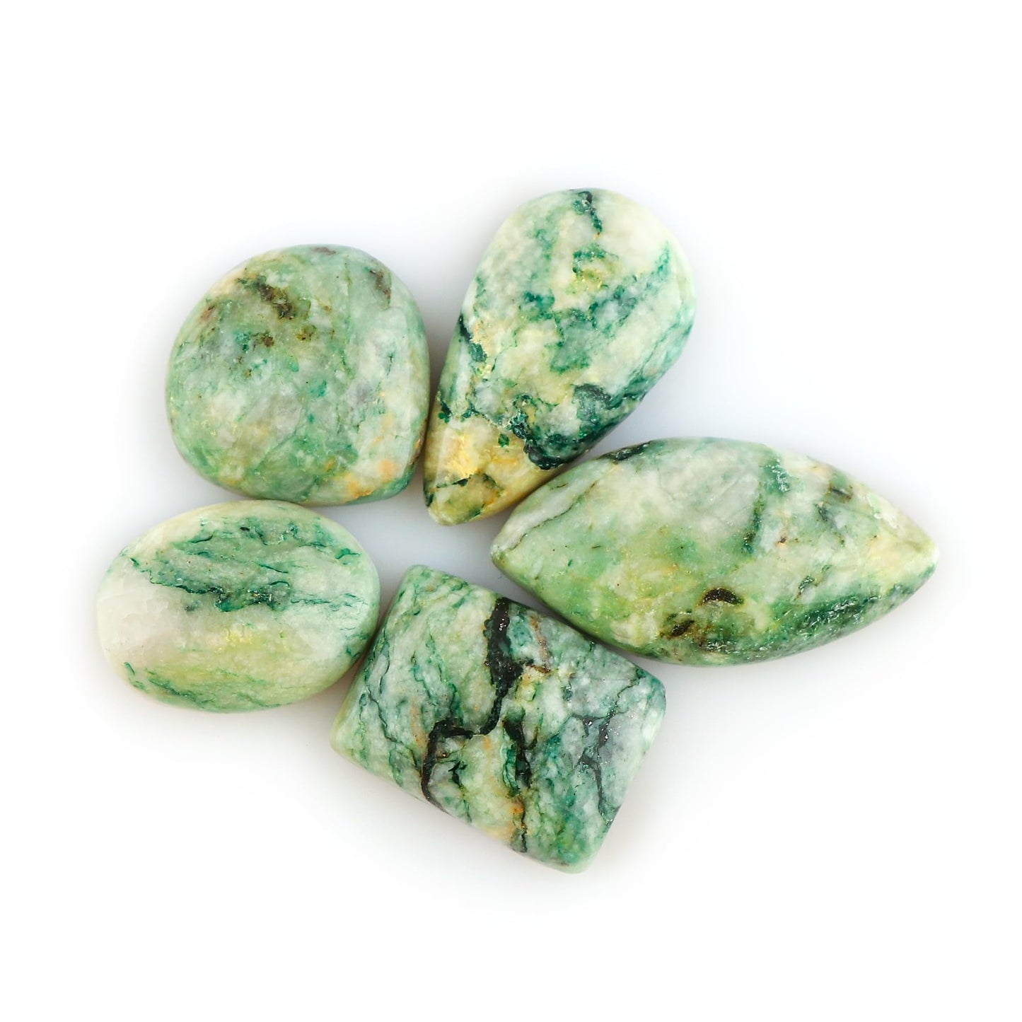 CRYSTALINES (5pcs) Natural Dolomites Gemstone, Bulk Loose Cabochon for Jewelry Making, Polished Stones Supplies, Wicca & Reiki Healing Crystals, Wire Wrapping, Decoration, Gem Collection