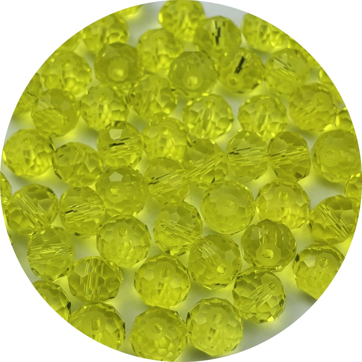 YUEXIGO 150pcs 8mm Crystal Glass Beads for Jewelry Making, Faceted Rondelle Glass Spacer Beads for Wind Chimes Bracelet Earring Necklace DIY Craft(Lemon Yellow)