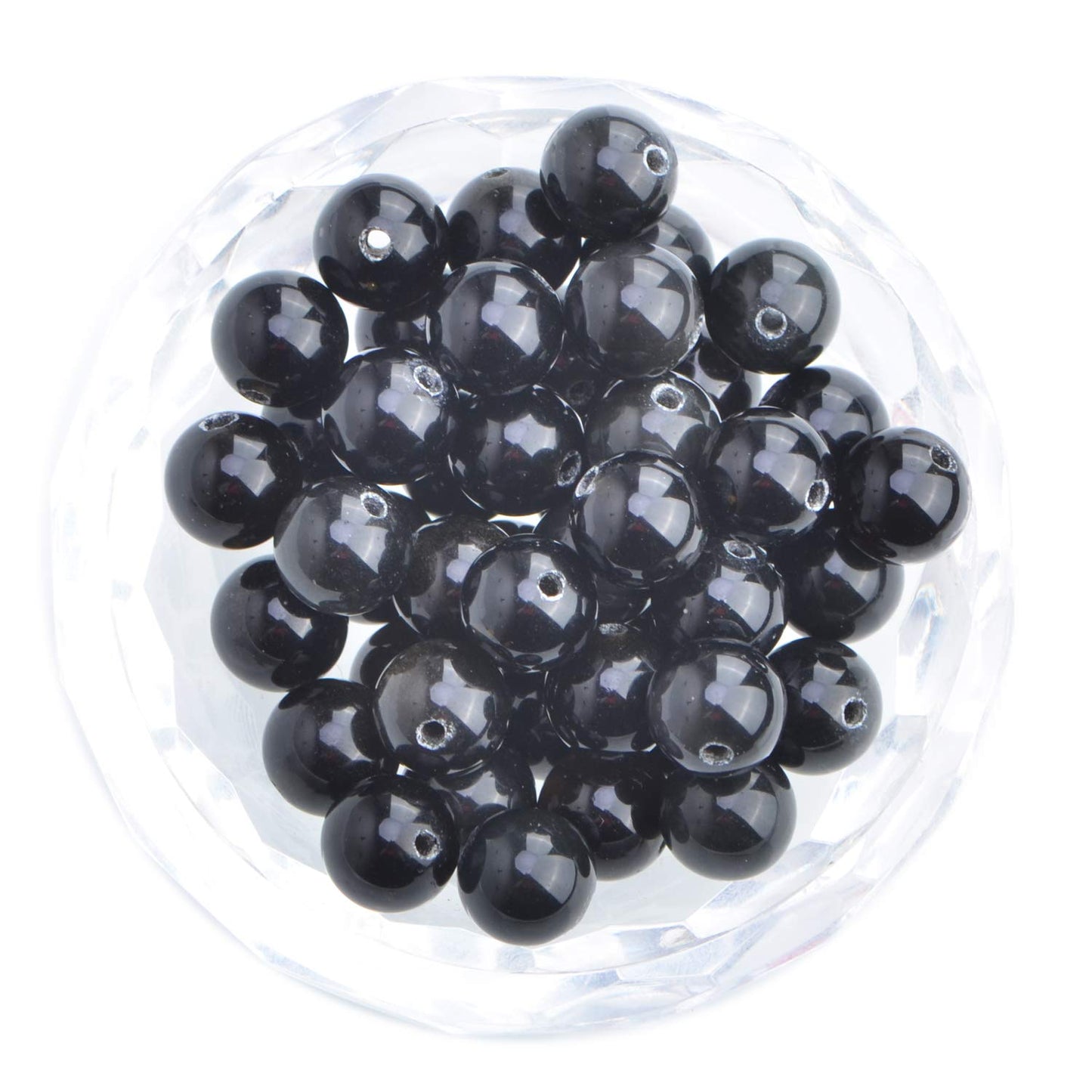100Pcs Natural Crystal Beads Stone Gemstone Round Loose Energy Healing Beads with Free Crystal Stretch Cord for Jewelry Making (Black Obsidian, 8MM)