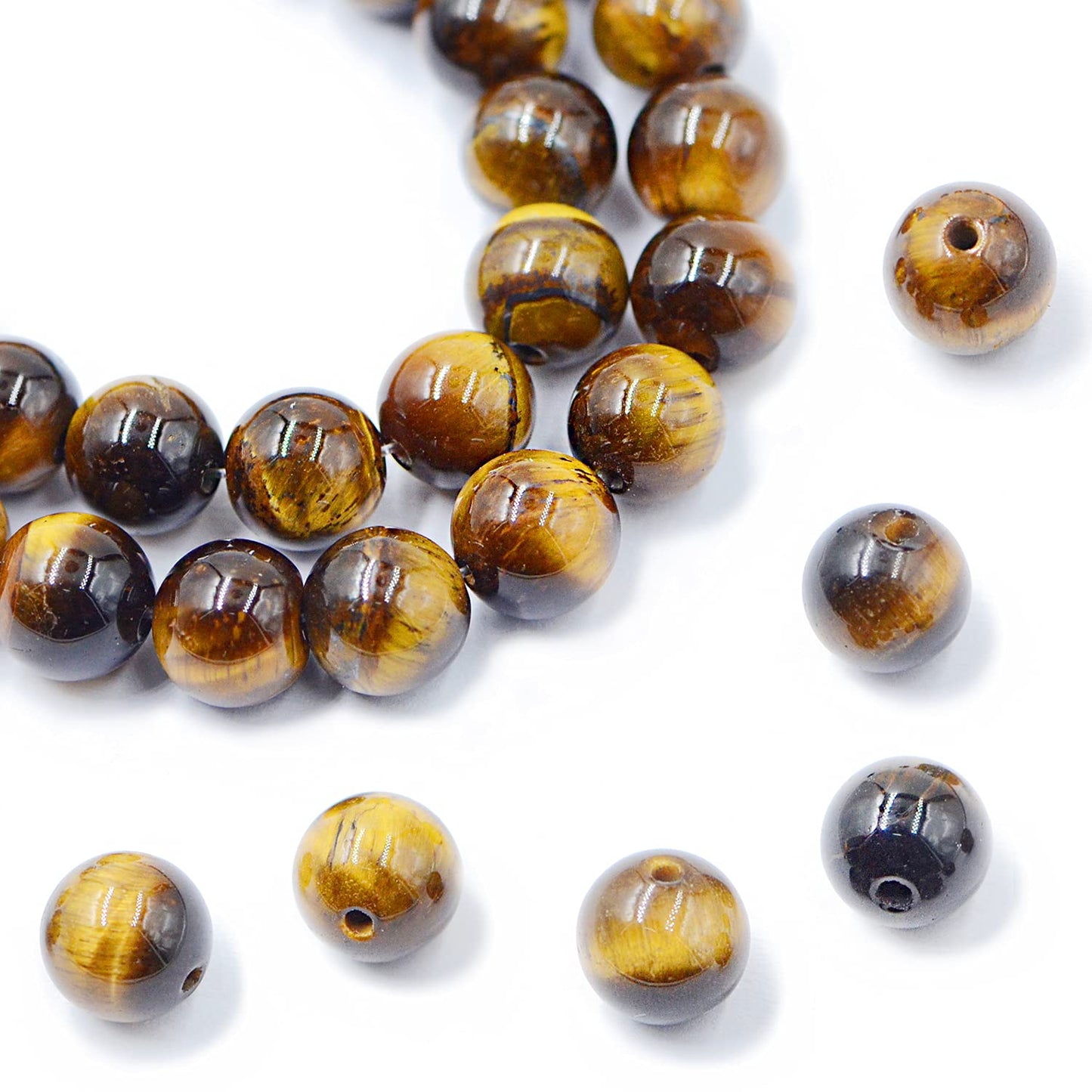 AD Beads Natural Gemstone Round Loose Beads 15" for Bracelet Necklace Earrings Jwelery Making Crafts DIY (4mm, Yellow Tiger Eye)