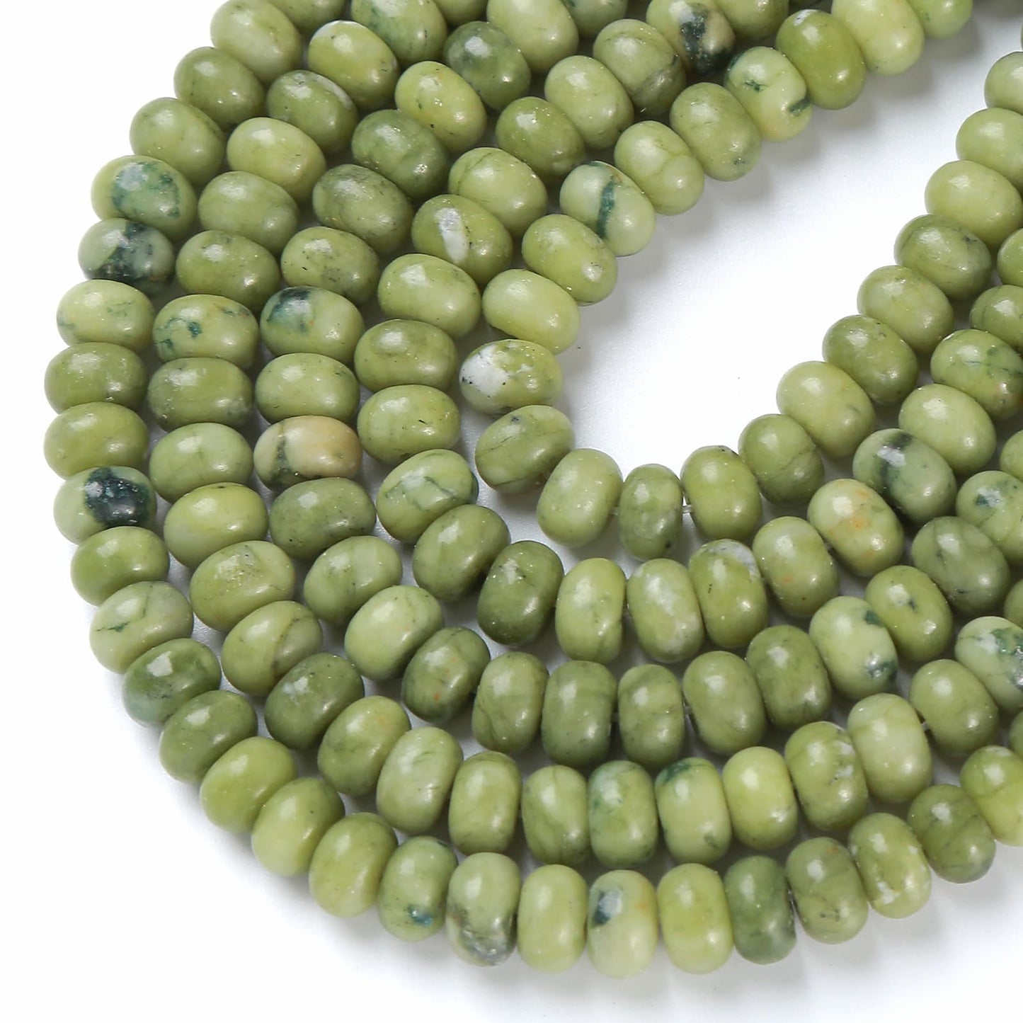 5x8MM 72PCS Chinese Green Jade Tube Rondelle Abacus Disk Spacer Loose Beads for Jewelry Making