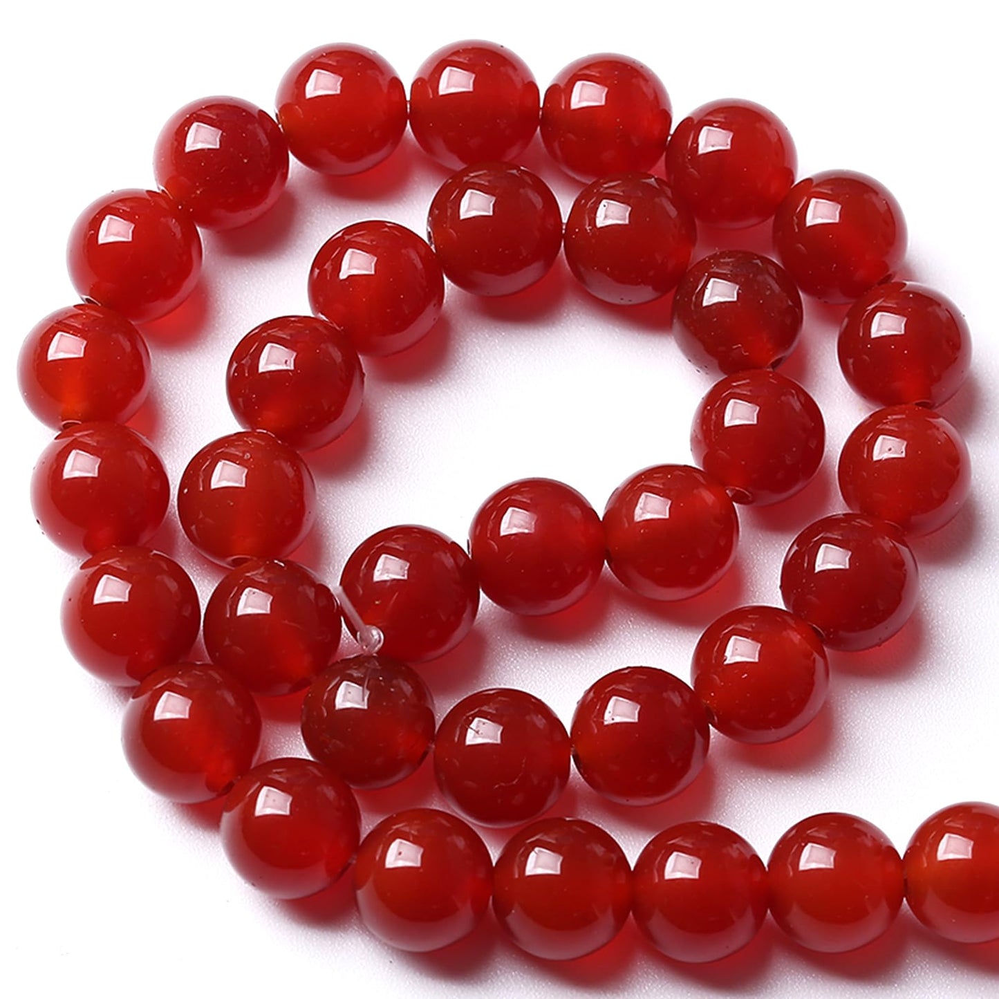 8MM 90pcs Semi-Precious Red Agate Beads Natural Stone Round Loose Beads for Jewelry Making DIY Bracelet Necklace 2 Strands 32"