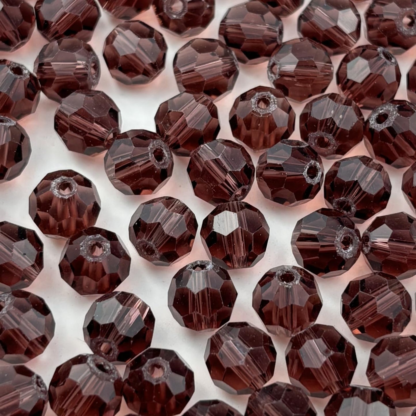 YUEXIGO 60pcs 10mm Round Crystal Glass Beads for Jewelry Making, Faceted Crystal Glass Spacer Beads for Bracelet Earring Necklace DIY Craft(Purple)