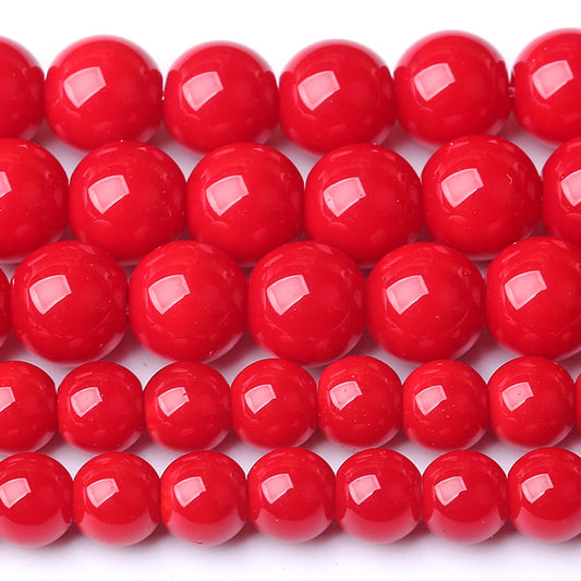 4MM Coral Red Glass Beads Natural Stone Crystal Energy Round Loose Beads for Jewelry Making Bracelet 180pcs 2 Strands 32"