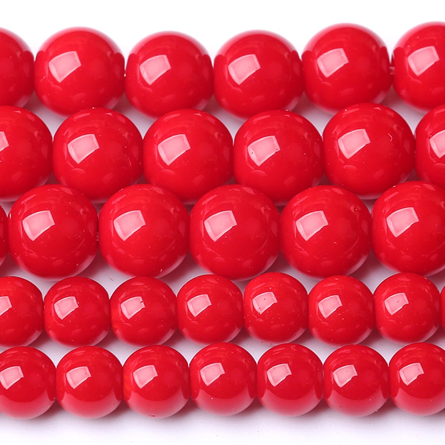 12MM 32 PCS Coral Red Glass Beads Natural Stone Crystal Energy Round Loose Beads for Jewelry Making Bracelet 15"