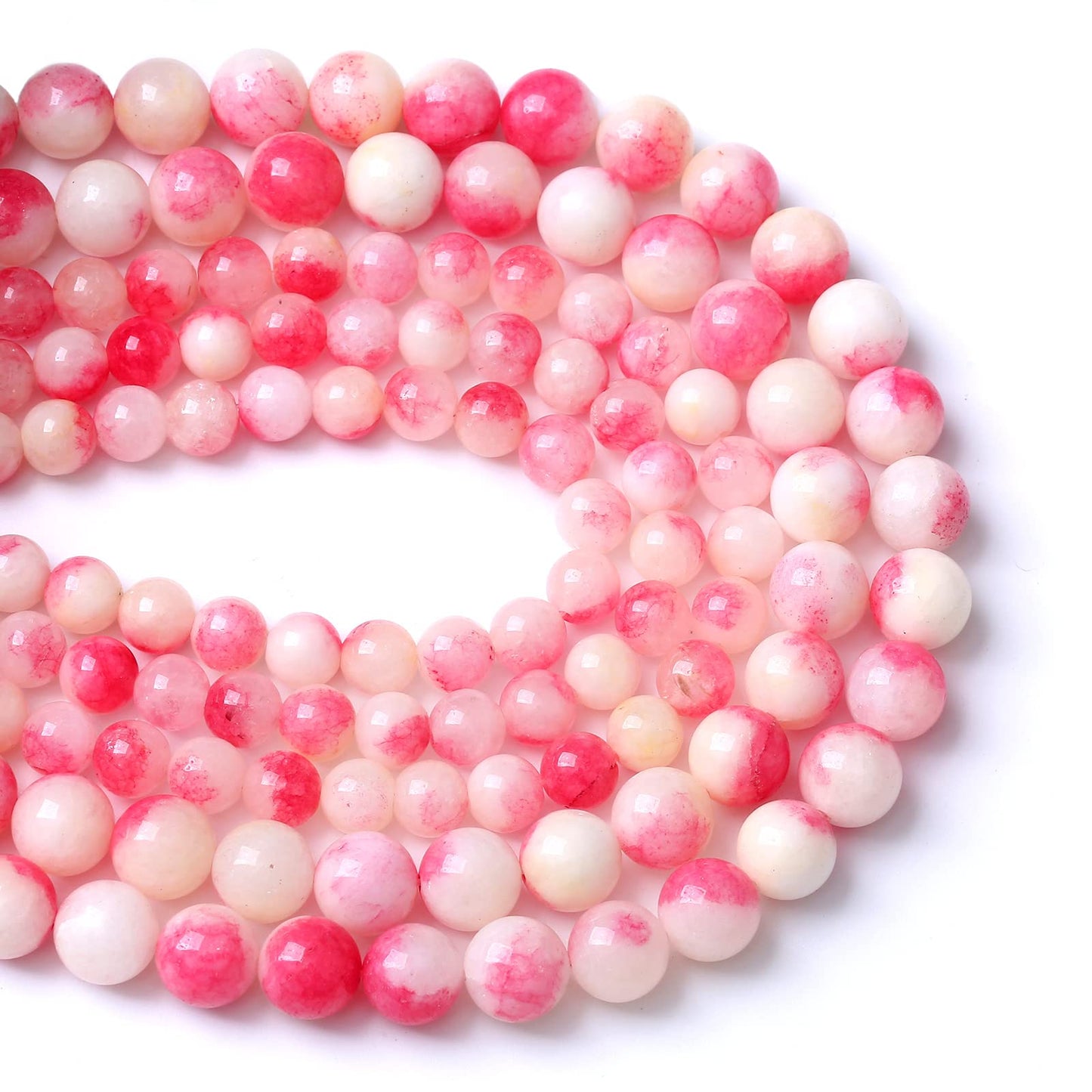 6MM 60PCS Pink Tourmaline Jade Stone Beads for Jewelry Making DIY Bracelet Necklace 15"
