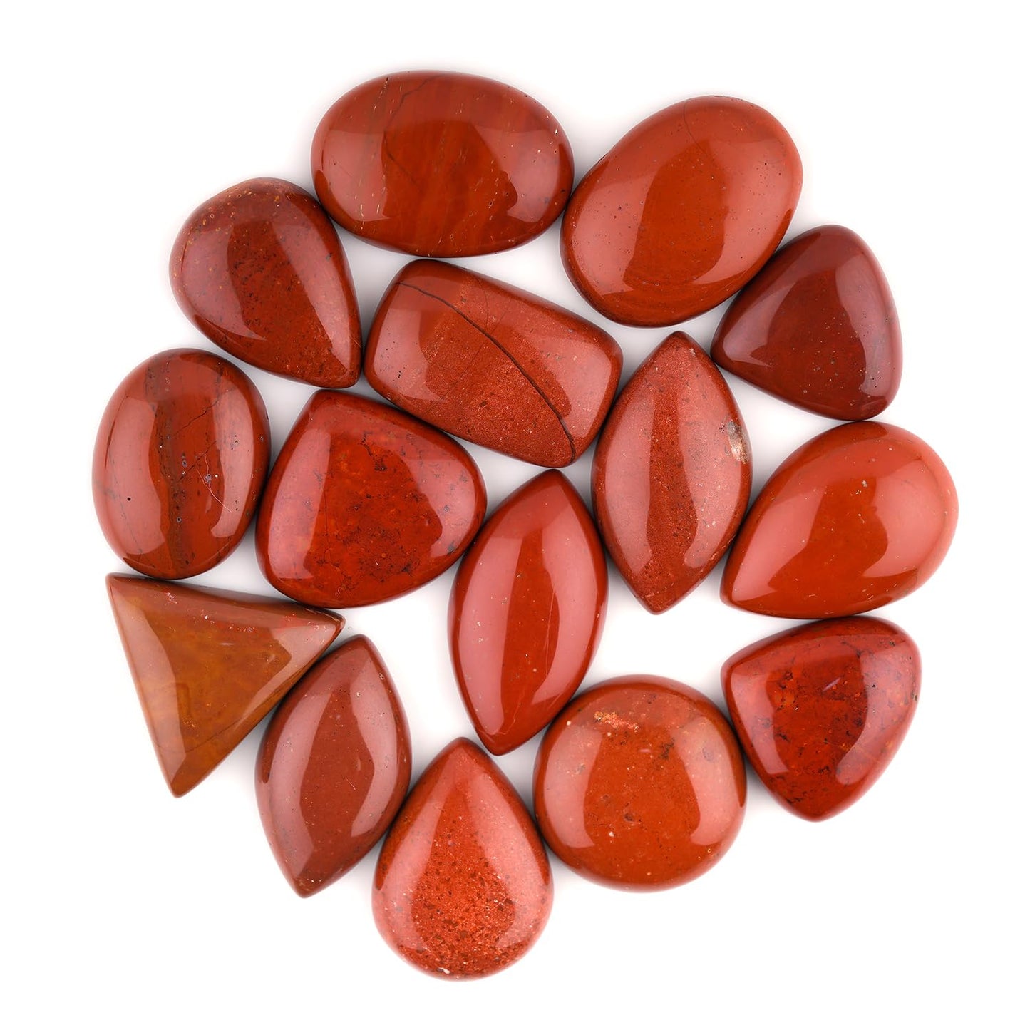 GemSymphony Natural Red Jasper Gemstone Cabochon Pack of 3 Mixed Shapes – Polished Crystal Stones for Jewelry Making Supply, Healing, Reiki & DIY Crafts, Natural Gem Cab Set for Wire Wrapping