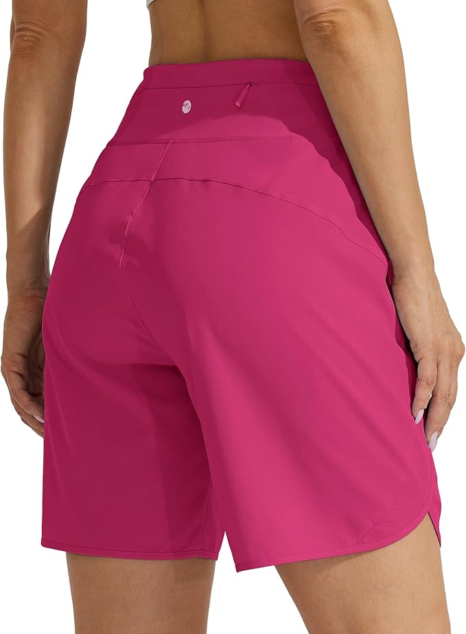 Willit Women's 7" Athletic Running Shorts Long Workout Hiking Shorts Quick Dry High Waisted Active Zipper Pocket(X-Large)
