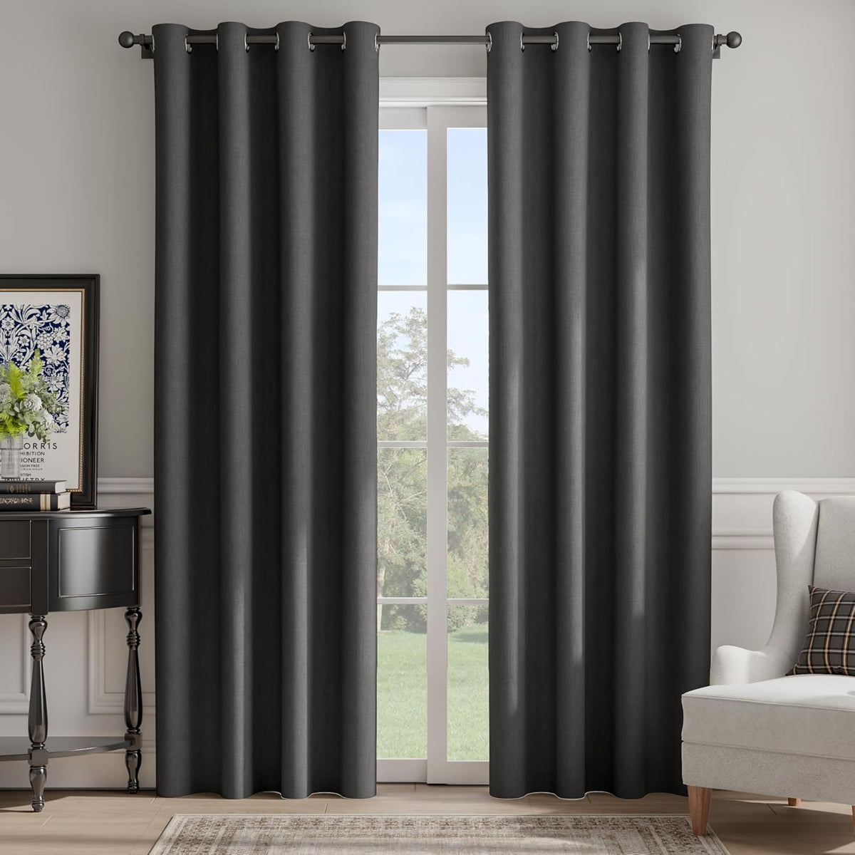 NICETOWN Room Darkening Curtains - Grey Drapery Panels, 2-Pack | W52 x L84 for Ultimate Light Control