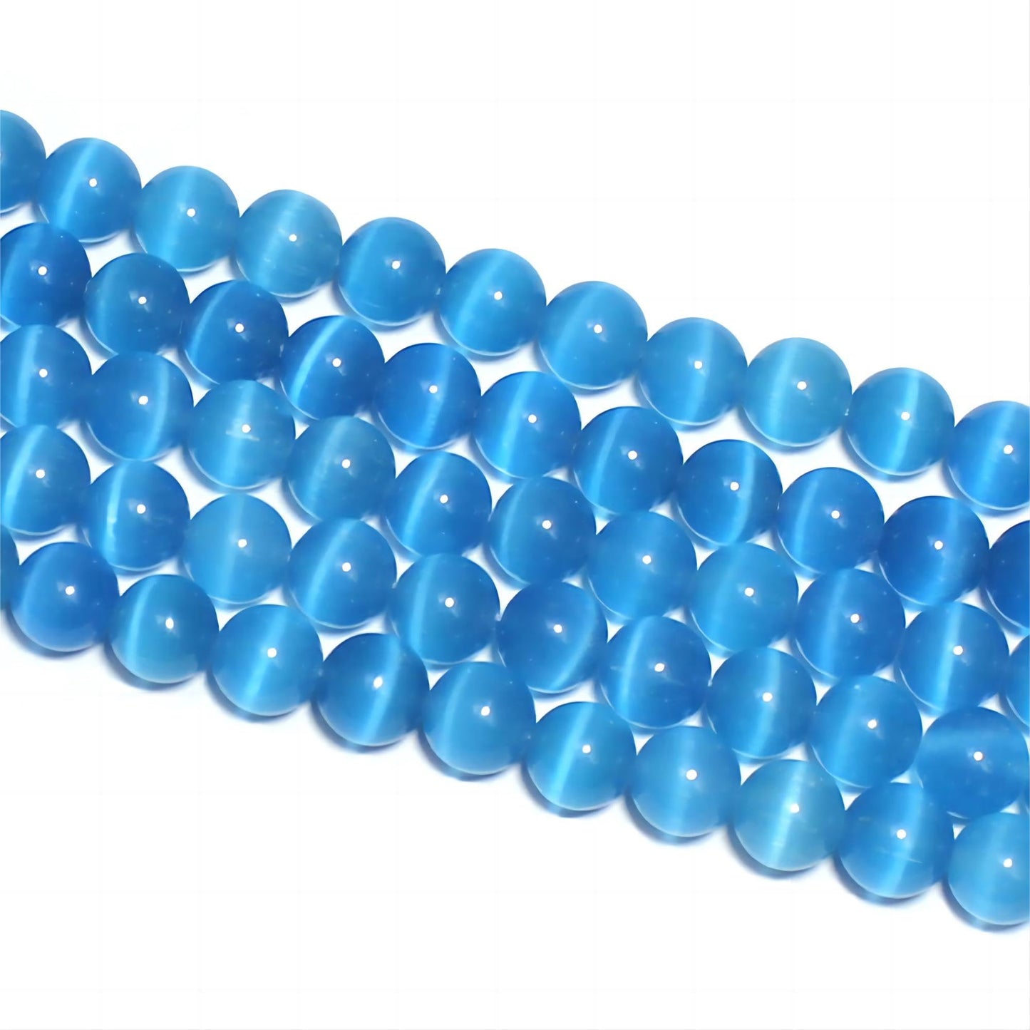MJDCB 35pcs Sky Blue Cat Eye Stone Beads 10mm Round Crystal Loose Bead for Jewelry Making DIY Bracelets Necklace Accessories