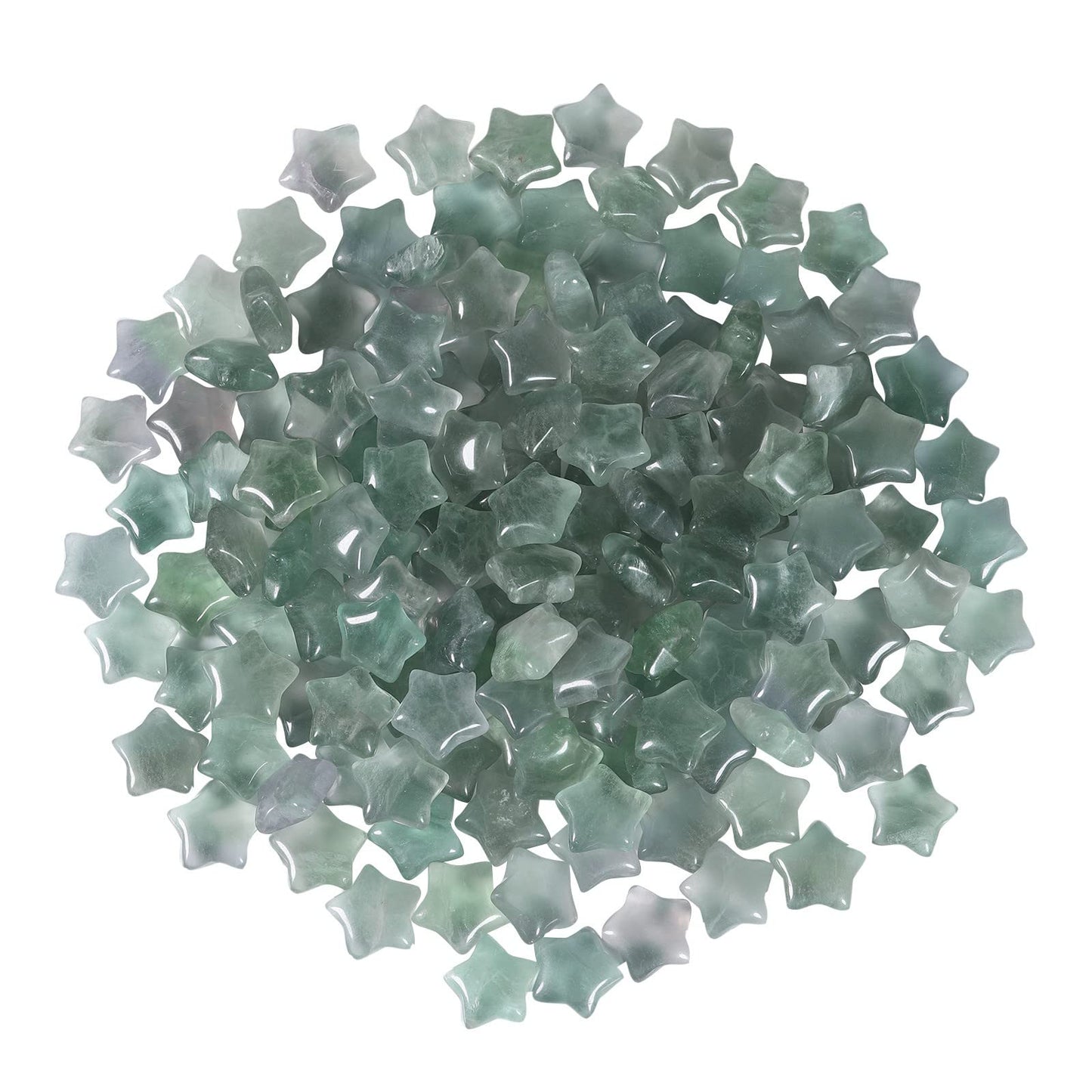 SUNYIK Pack of 20 Mini Star Crystal Pocket Stone, Healing Crystal Worry Stone for Reiki Meditation Anxiety Stress Jewelry Making, Fluorite
