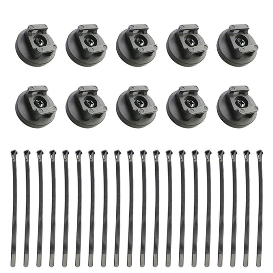 Magnetic Zip Tie Mounts, 10 Pack Heavy Duty Magnetic Cable Holder with 20 Reusable Zip Ties - 31mm Multipurpose Magnet Wire Management Bases for Cord Organizer (Black)