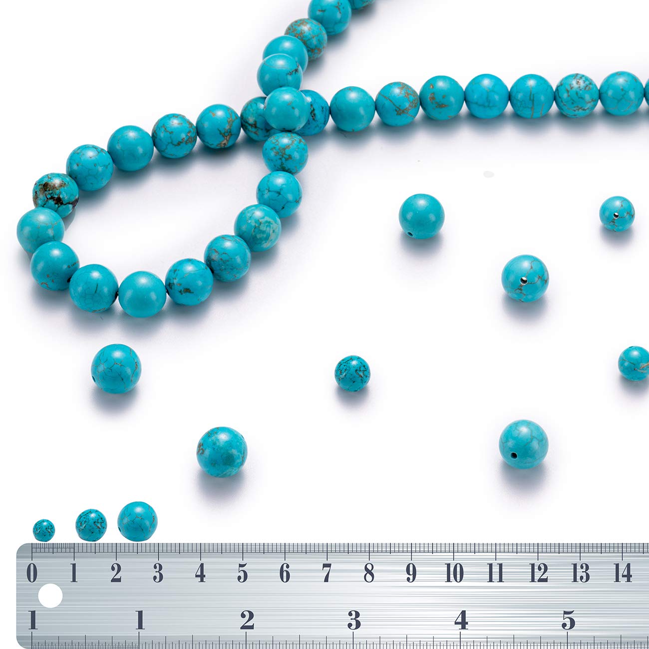 BEADIA Natural Blue Turquoise Stone Round Loose Semi Gemstone Beads for Jewelry Making 10MM 38PCS