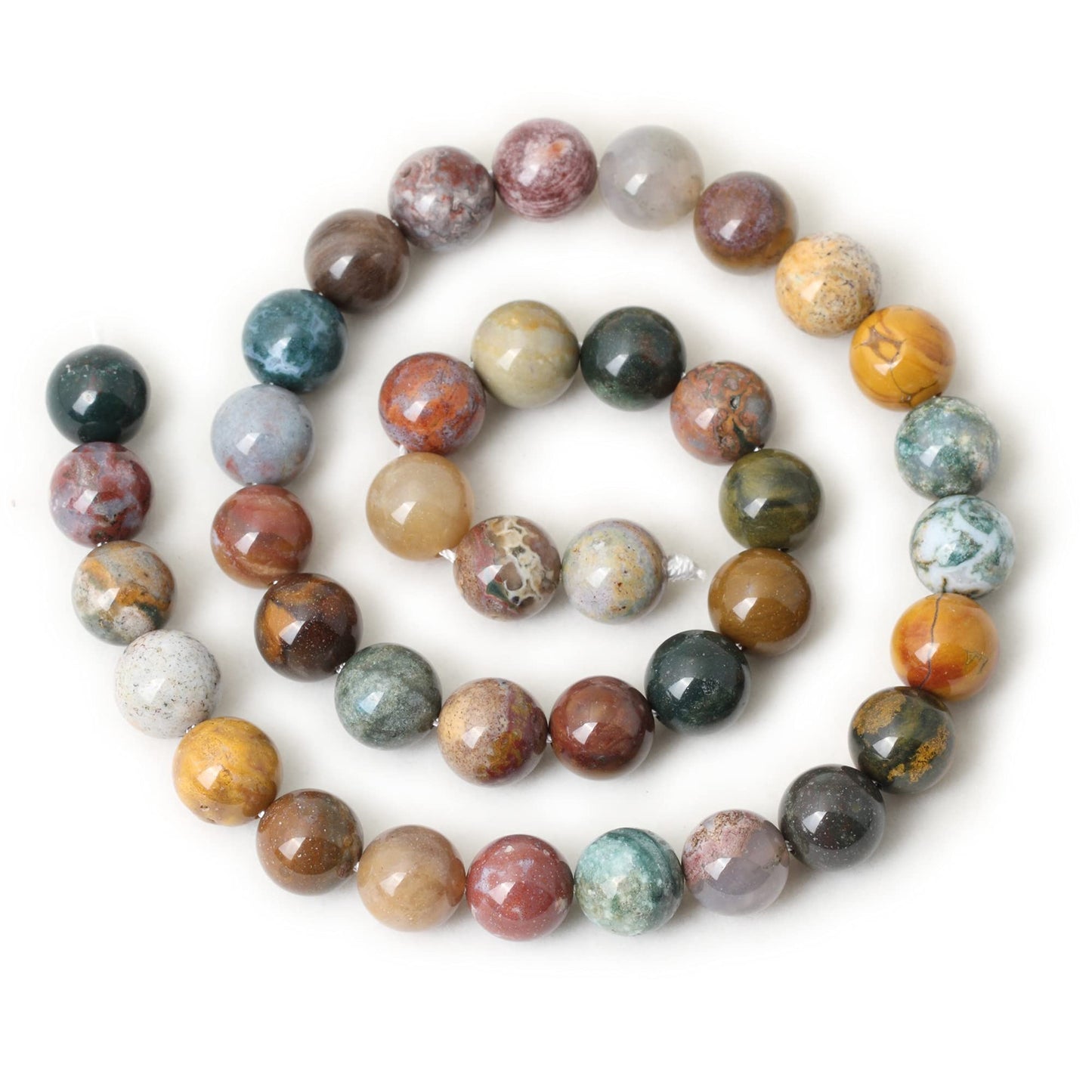 CHEAVIAN 35PCS 10mm Natural Marine Agate Round Loose Beads for Jewelry Making DIY Findings 1 Strand 15"