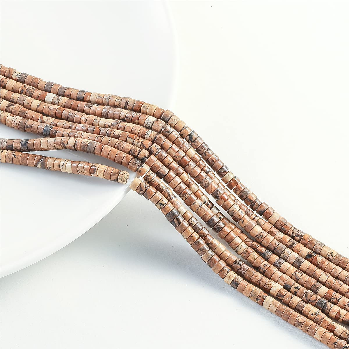 Natural Blown Picture Stone Spacer Beads 4x2mm 38cm/str Flat Round Loose Semi Gemstone Caps for Making Bracelets Necklace