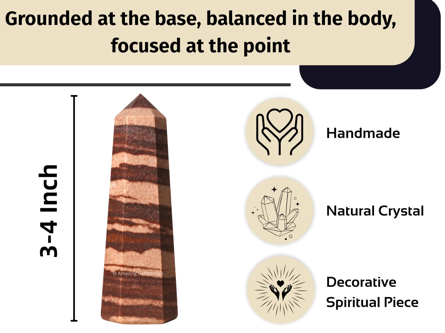 Amazing Gemstone Narmada Shiva Lingam Crystal Towers ~ Natural Healing Crystal Point Obelisk for Reiki Healing and Crystal Grid (3" to 4" INCH)