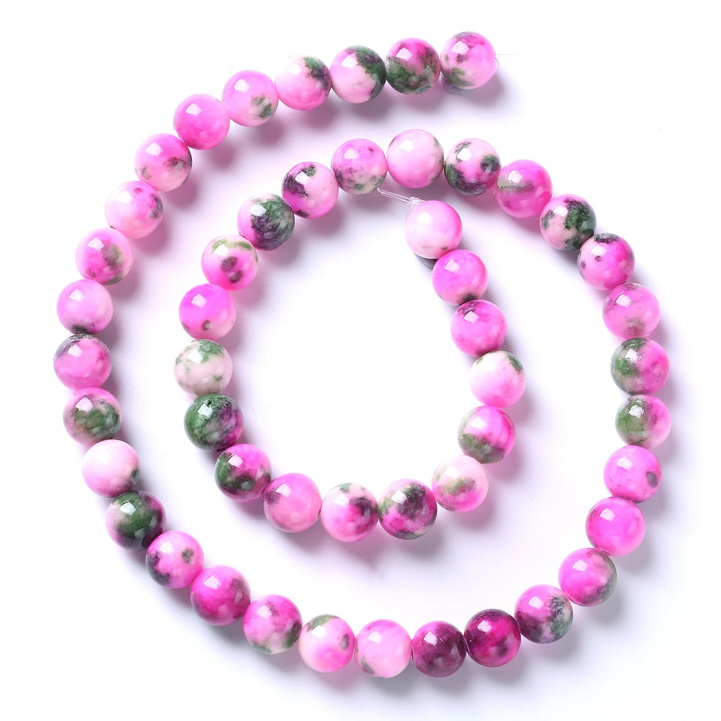 10MM 38PCS Pink Green Persian Jade Spacer Loose Beads for Jewelry Making DIY Bracelet Necklace